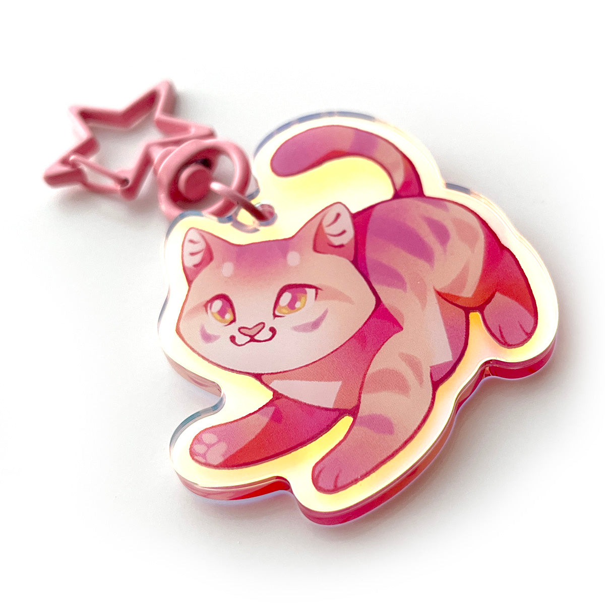 Comet Cat Rainbow Keychain Charm