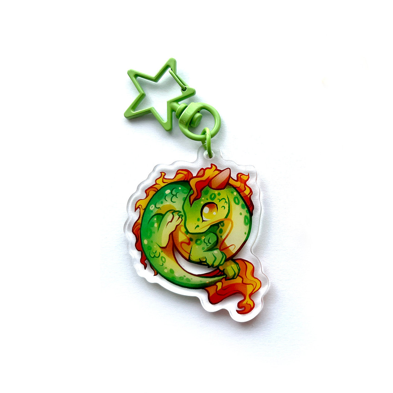 Green Eastern Dragon Keychain Charm