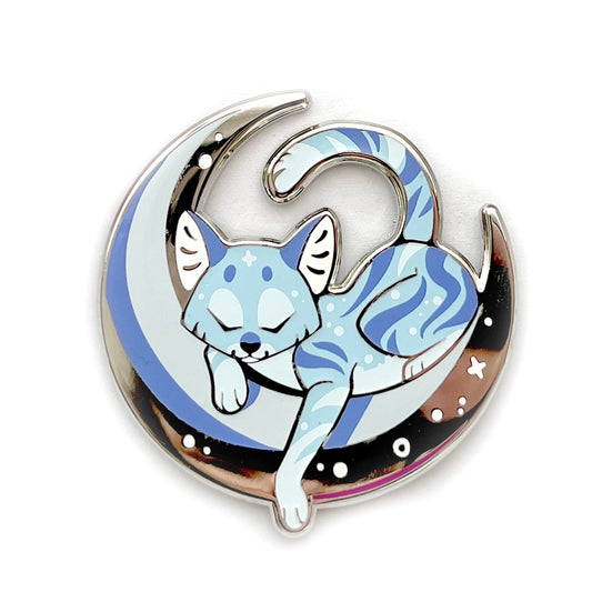 Blue Moonlight Cat Enamel Pin