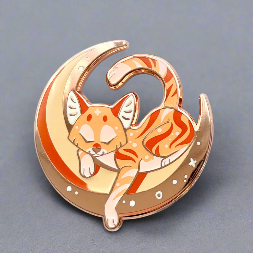 Strawberry Moonlight Cat Enamel Pin