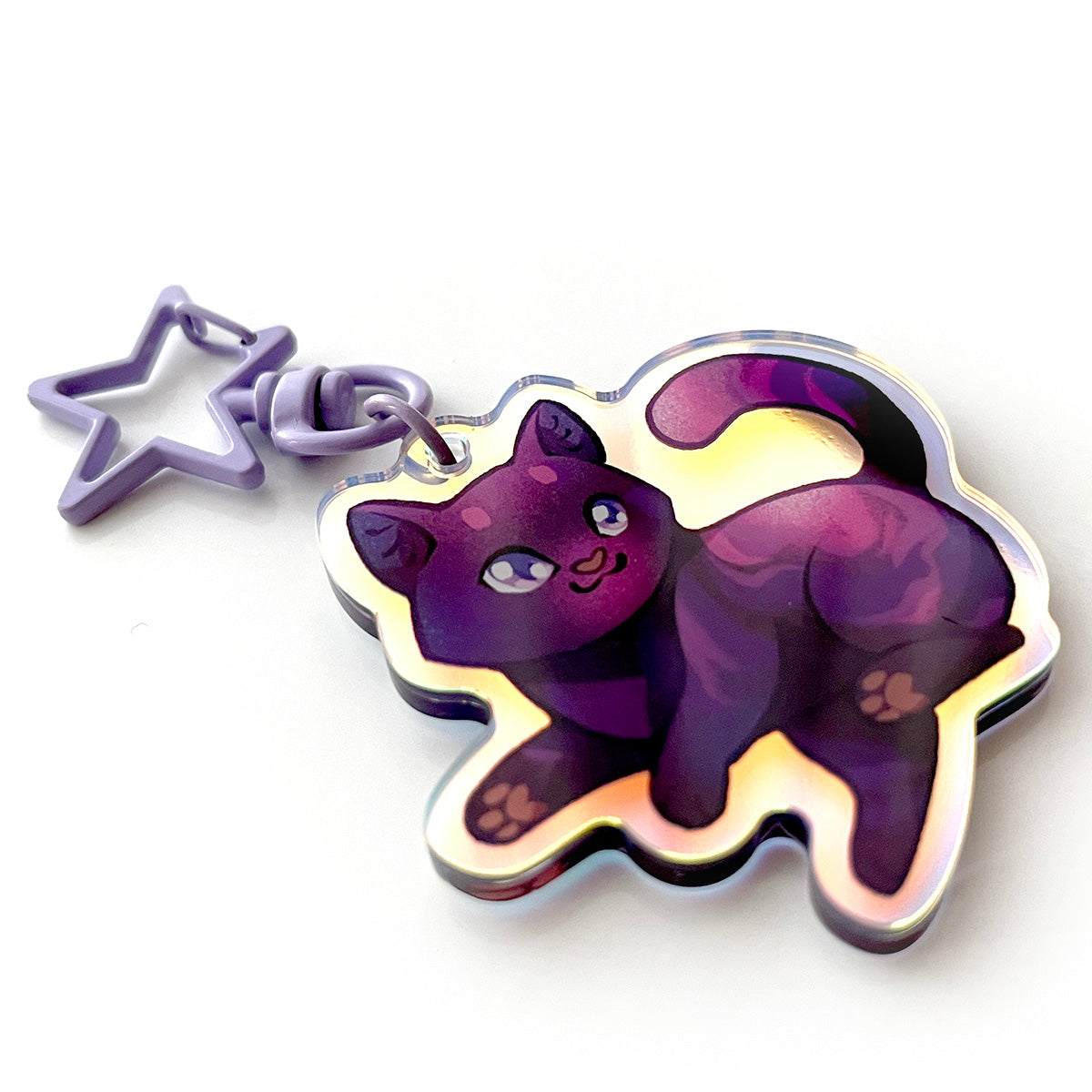 Nebula Cat Rainbow Keychain Charm