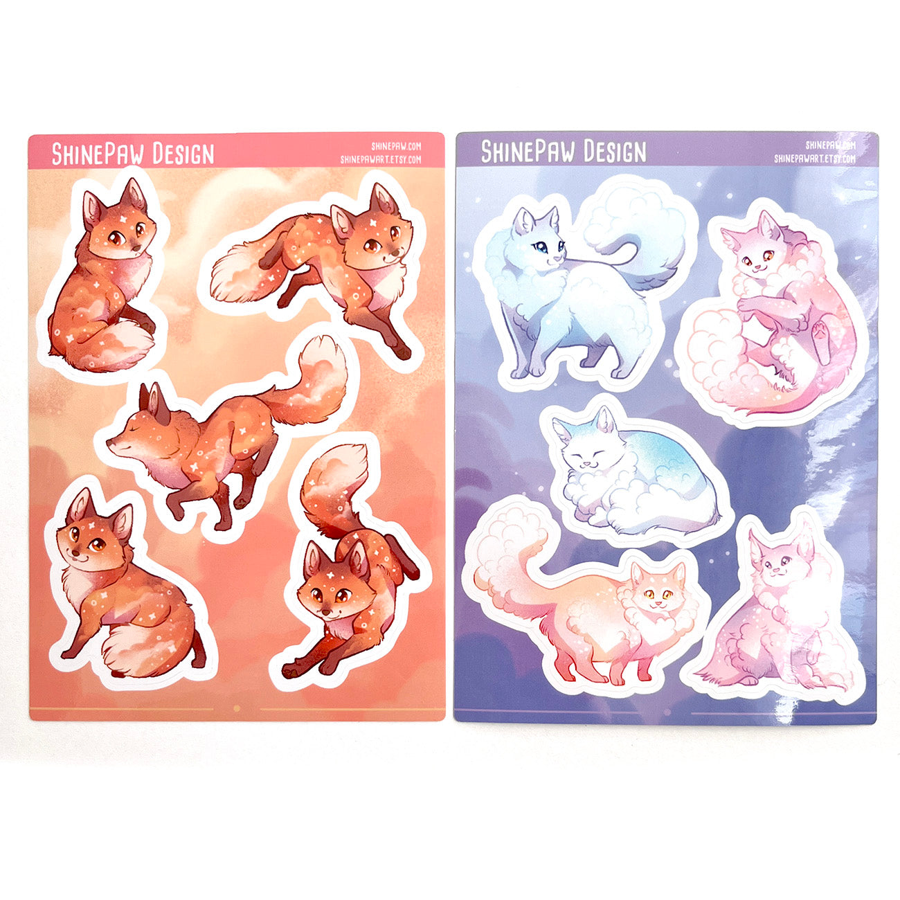 Sky Fox and Cloud Cat Sticker Sheets