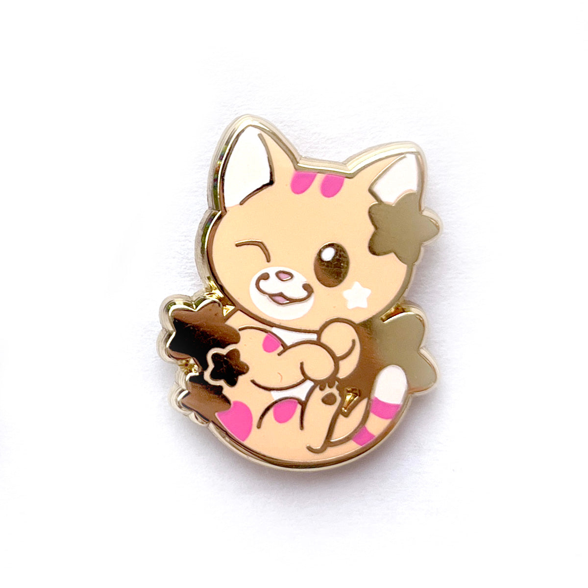 Orange Star Puff Cat Enamel Pin