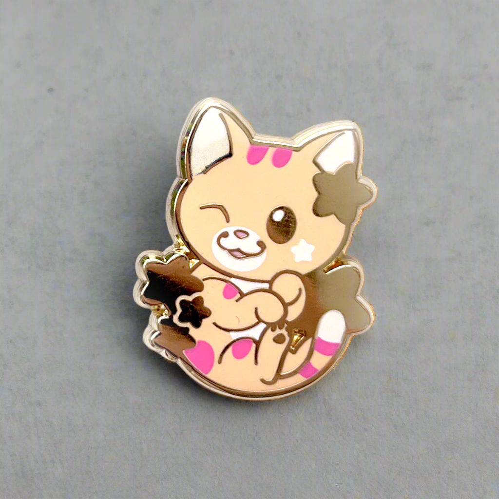 Orange Star Puff Cat Enamel Pin