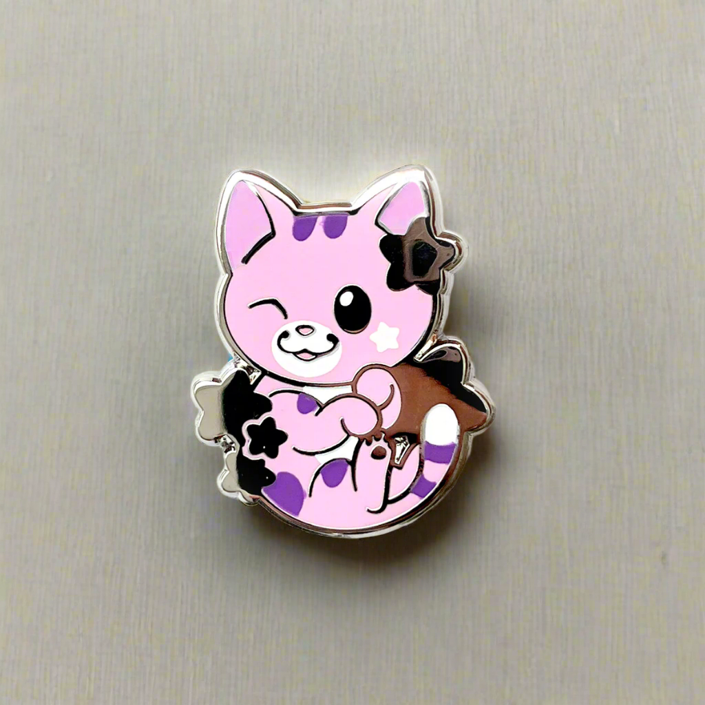 Purple Star Puff Cat Enamel Pin