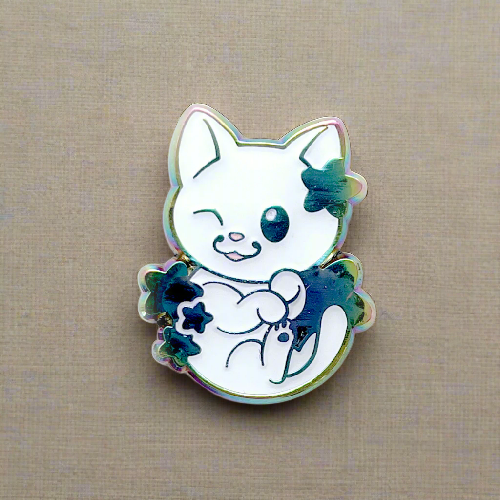 Rainbow Star Puff Cat Enamel Pin