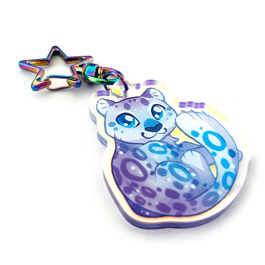 Rainbow Snow Leopard Keychain Charm - ver 2.