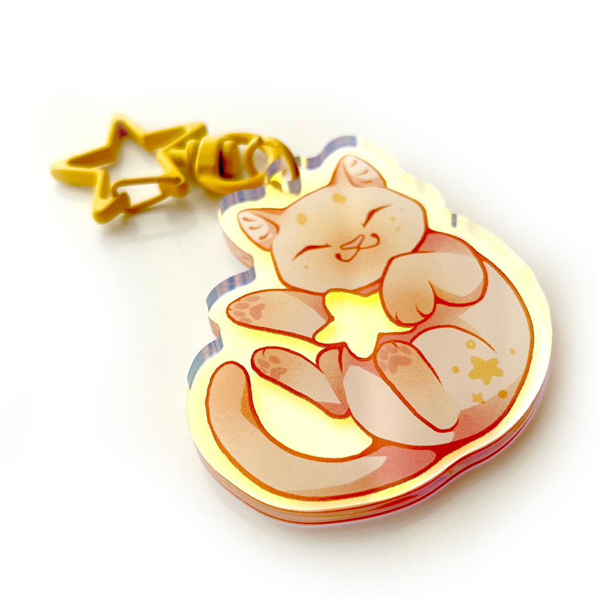 Shooting Star Cat Rainbow Keychain Charm