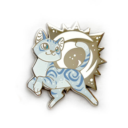 Silver Sunshine Cat Enamel Pin