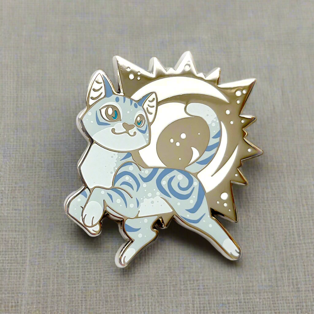 Silver Sunshine Cat Enamel Pin