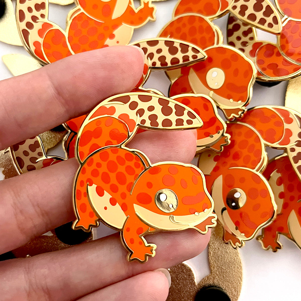 Tangerine Leopard Gecko Hard Enamel Pin