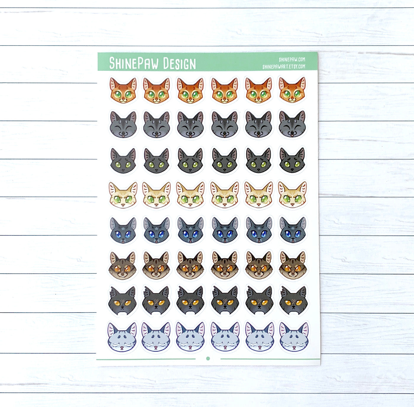 Cat Head Planner Sticker Sheet - Warrior Cats