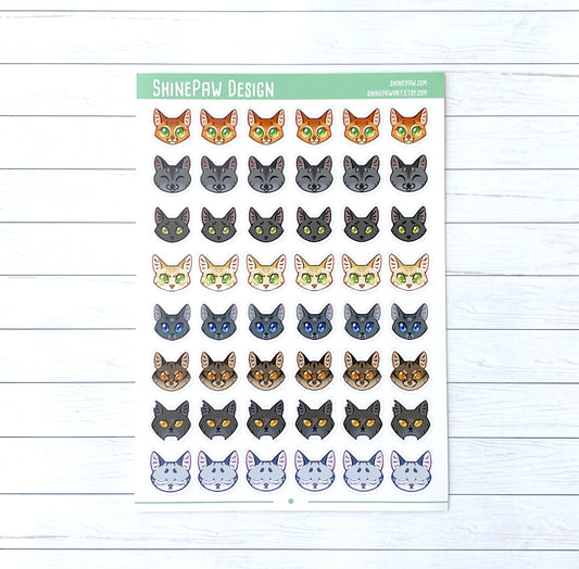 Cat Head Planner Sticker Sheet - Warrior Cats