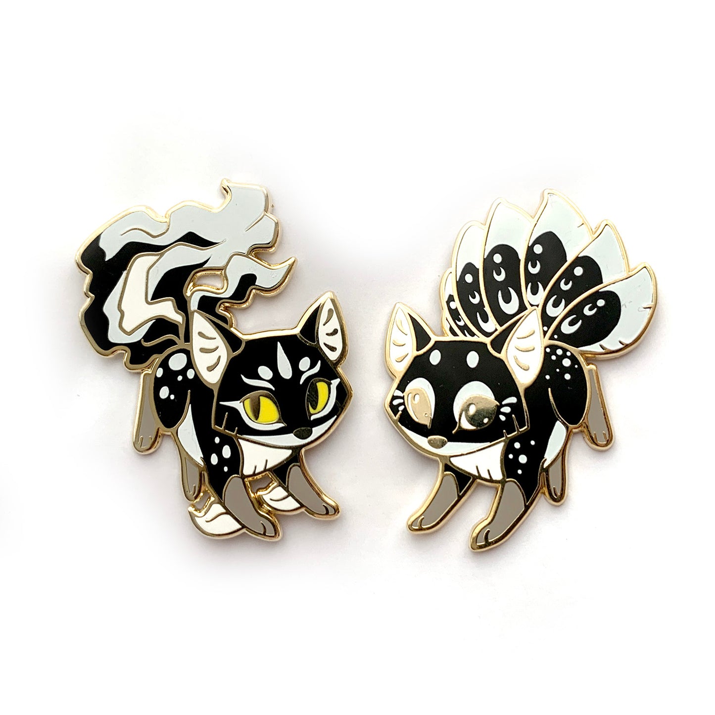Black & White Kitsune Enamel Pin Set