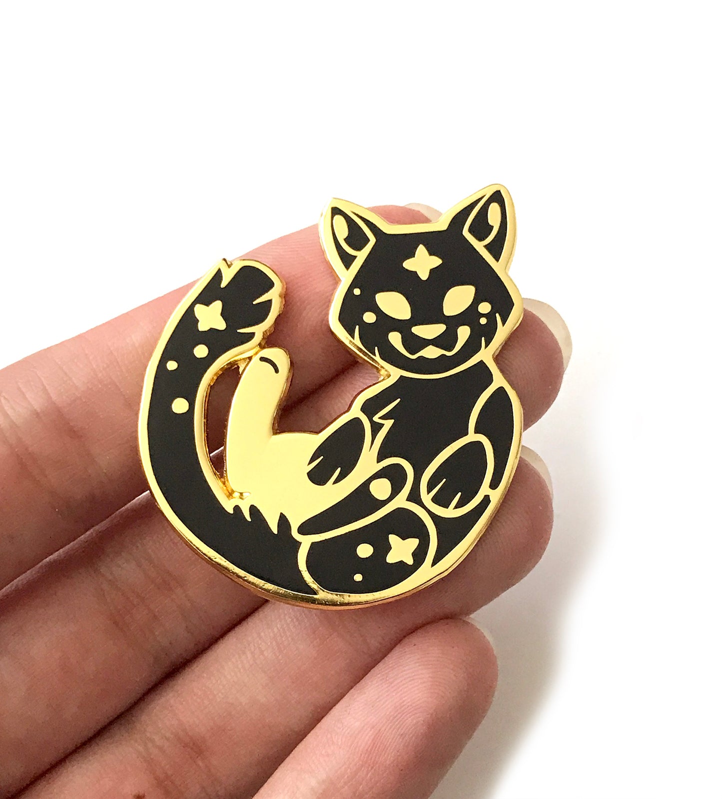 Cosmic Black Cat Enamel Pin