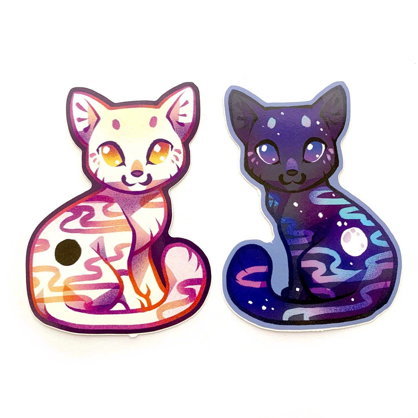 Eclipse and Full Moon Cat Stickers