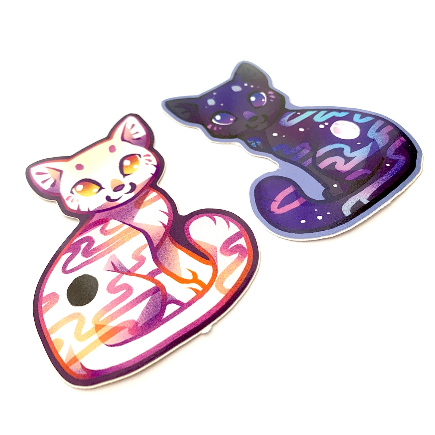 Eclipse and Full Moon Cat Stickers