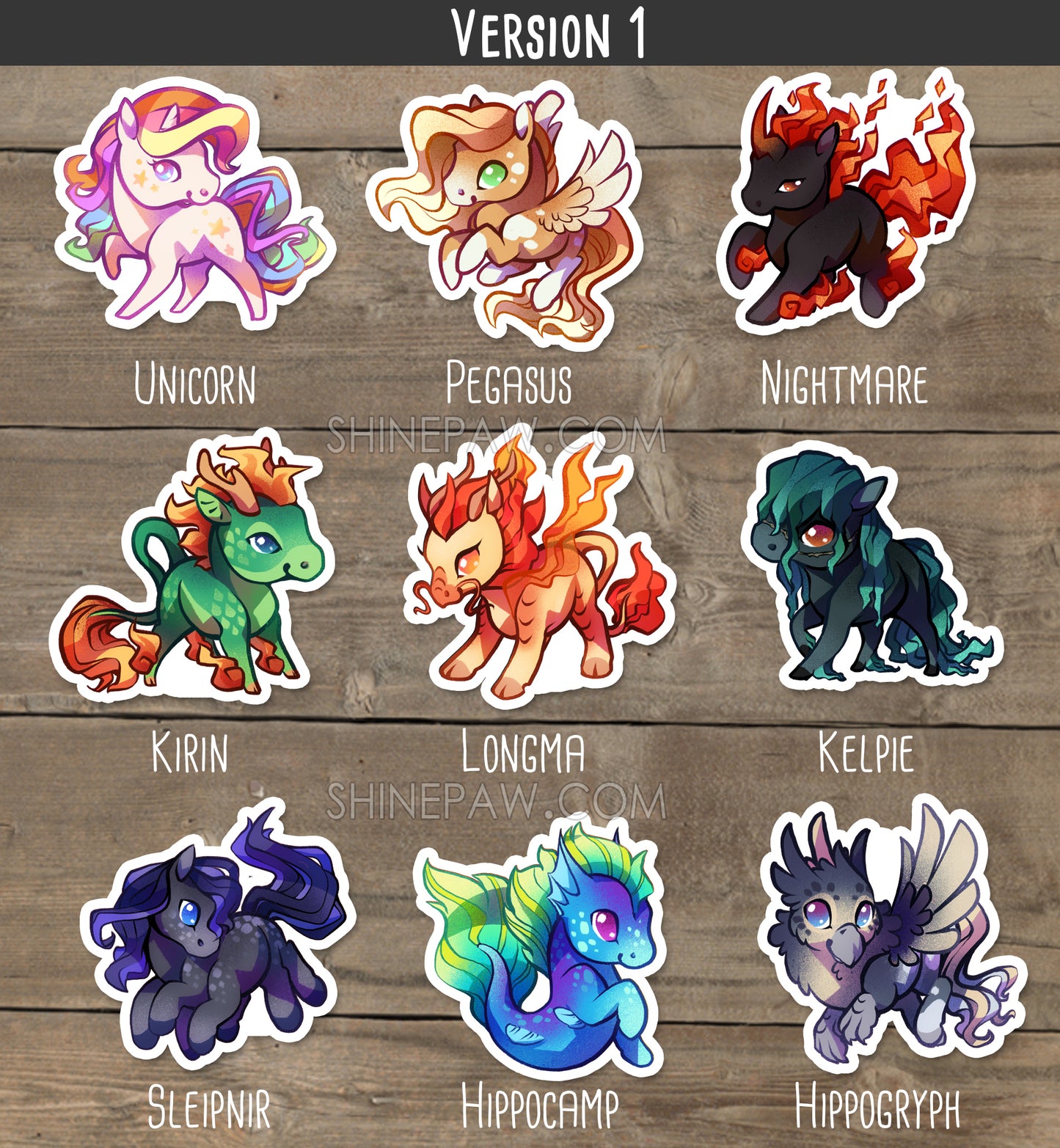 Cute Fantasy Equine Sticker Set