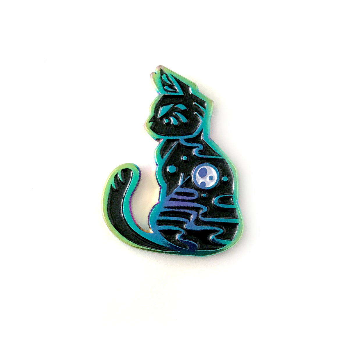 Full Moon Cat Rainbow Enamel Pin