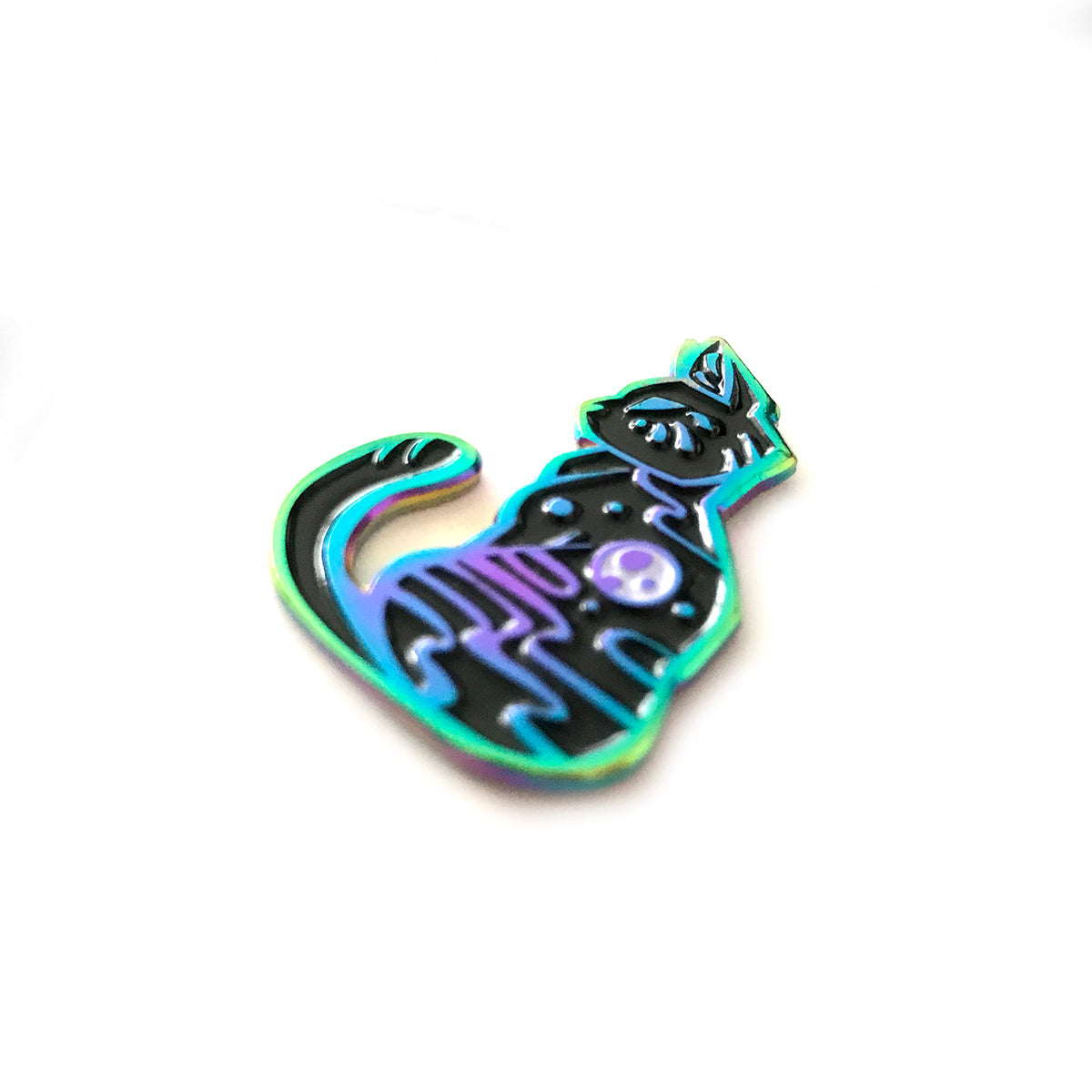 Full Moon Cat Rainbow Enamel Pin