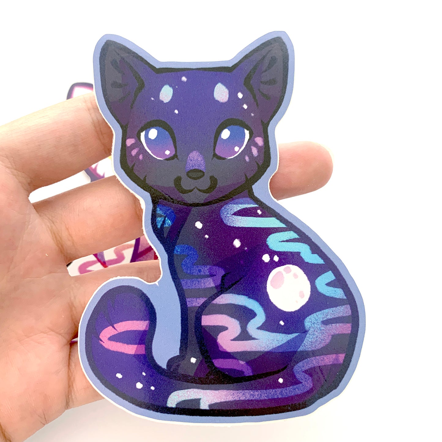 Eclipse and Full Moon Cat Stickers