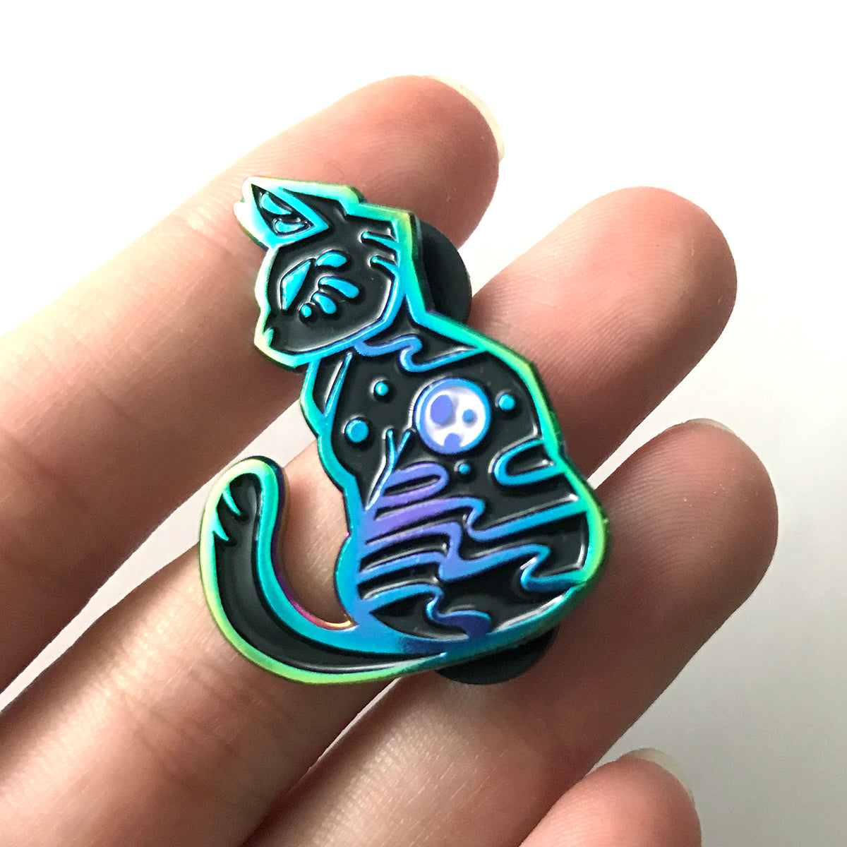 Full Moon Cat Rainbow Enamel Pin