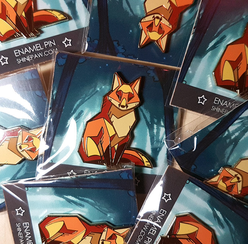 Angular Red Fox Gold Metal Hard Enamel Pin