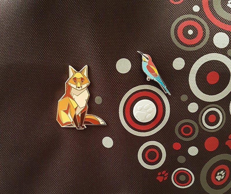 Angular Red Fox Gold Metal Hard Enamel Pin