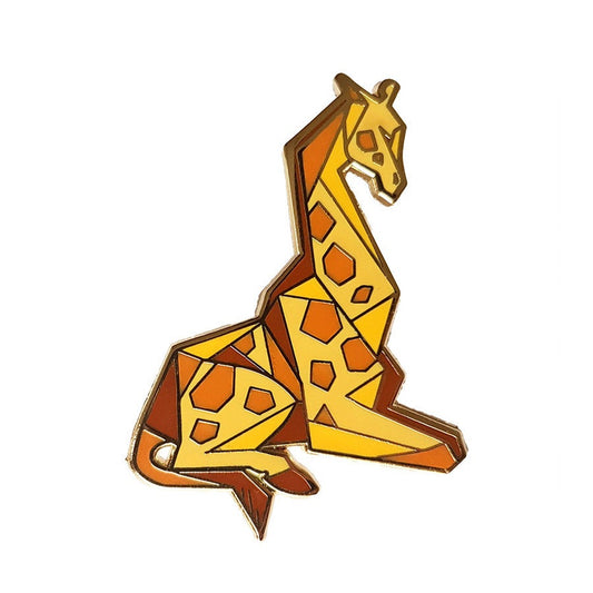 Angular Giraffe Gold Metal Hard Enamel Pin