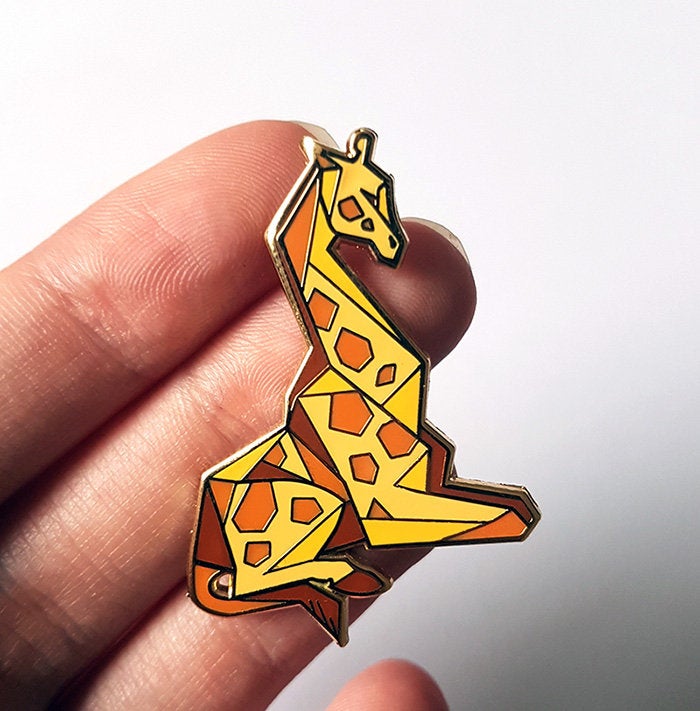 Angular Giraffe Gold Metal Hard Enamel Pin