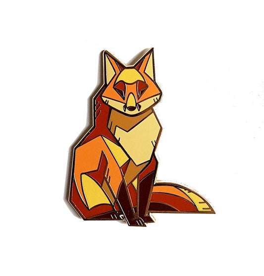 Angular Red Fox Gold Metal Hard Enamel Pin