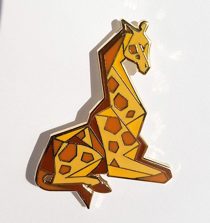 Angular Giraffe Gold Metal Hard Enamel Pin