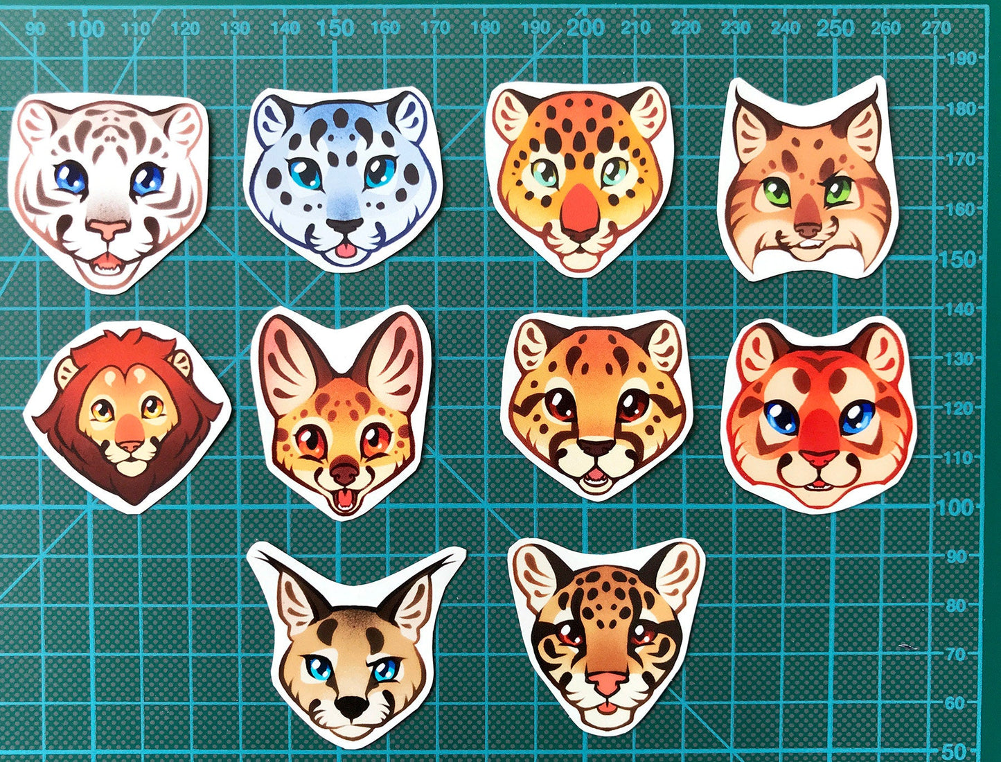Wild Cat Head Sticker Set