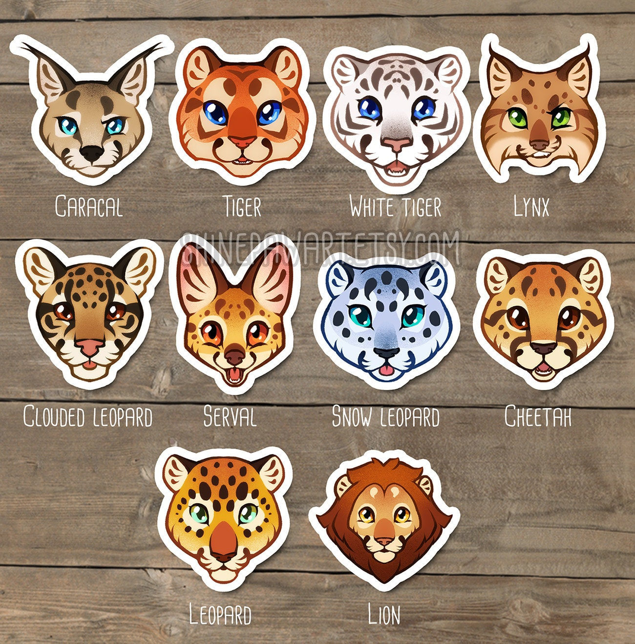 Wild Cat Head Sticker Set