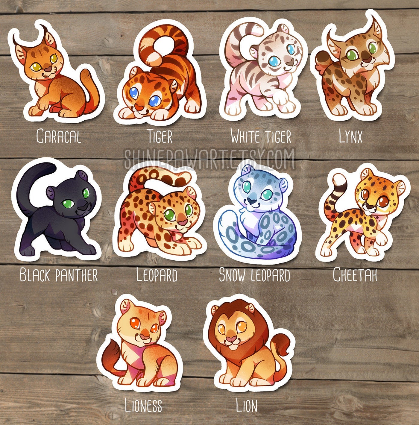 Cute Wild Cat Sticker Set