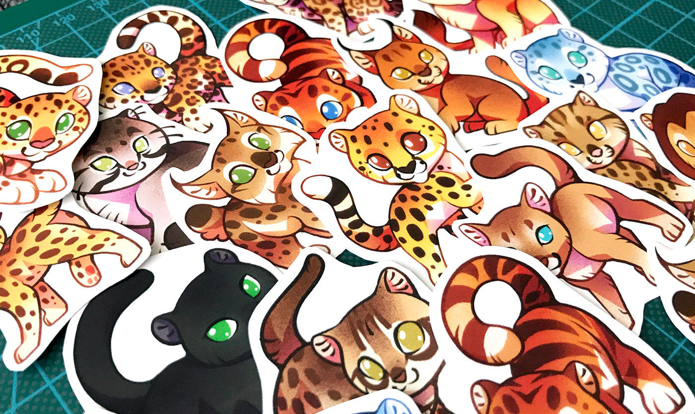 Cute Wild Cat Sticker Set