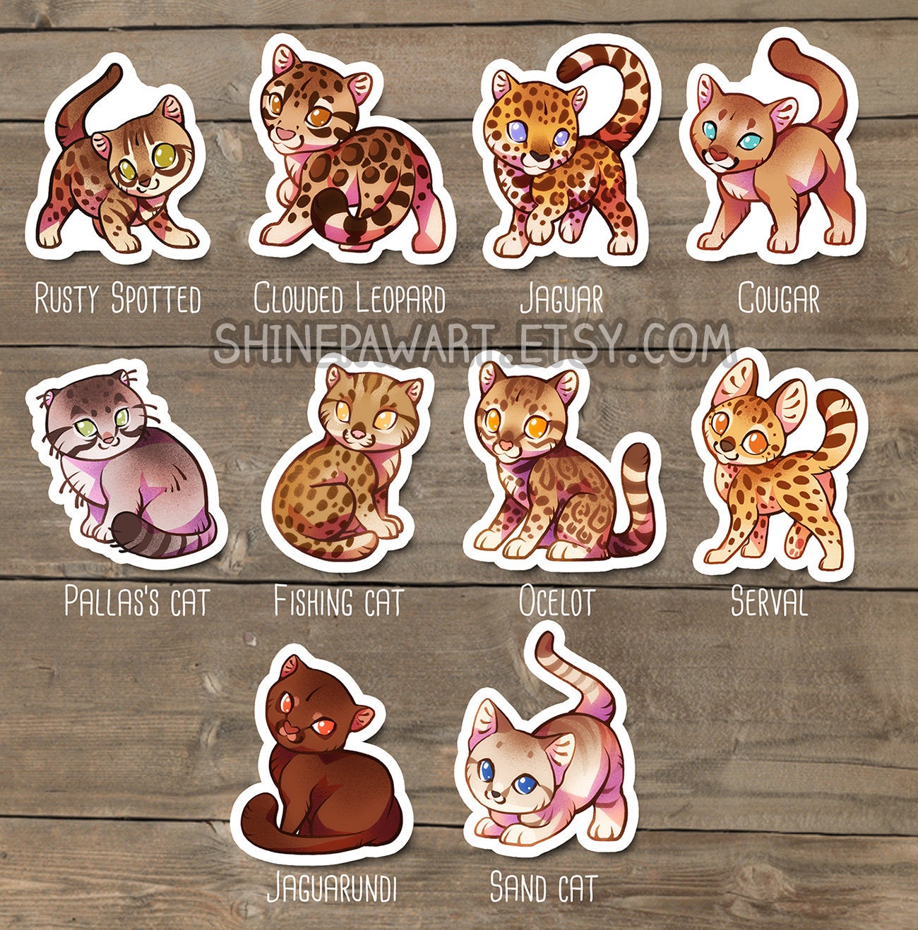 Cute Wild Cat Sticker Set