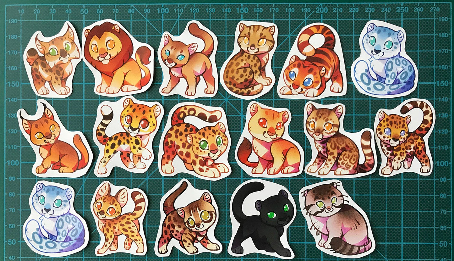 Cute Wild Cat Sticker Set