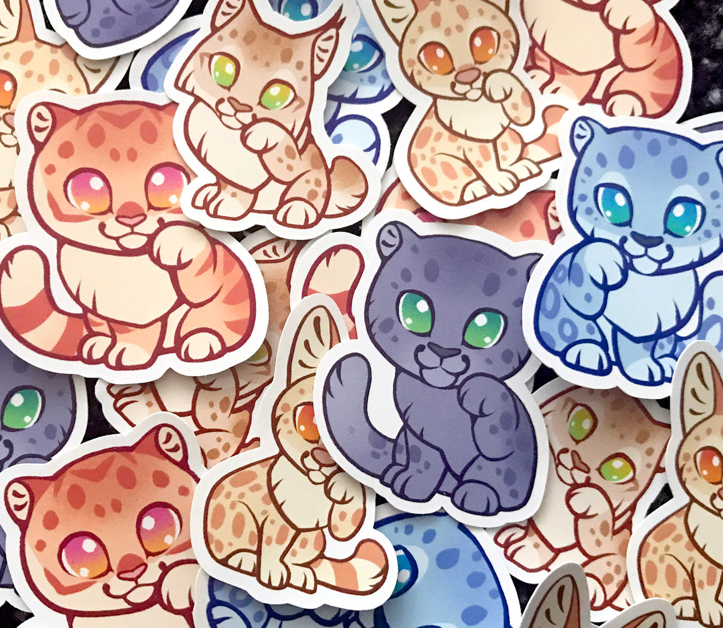 Cute Lucky Wild Cats Sticker Set