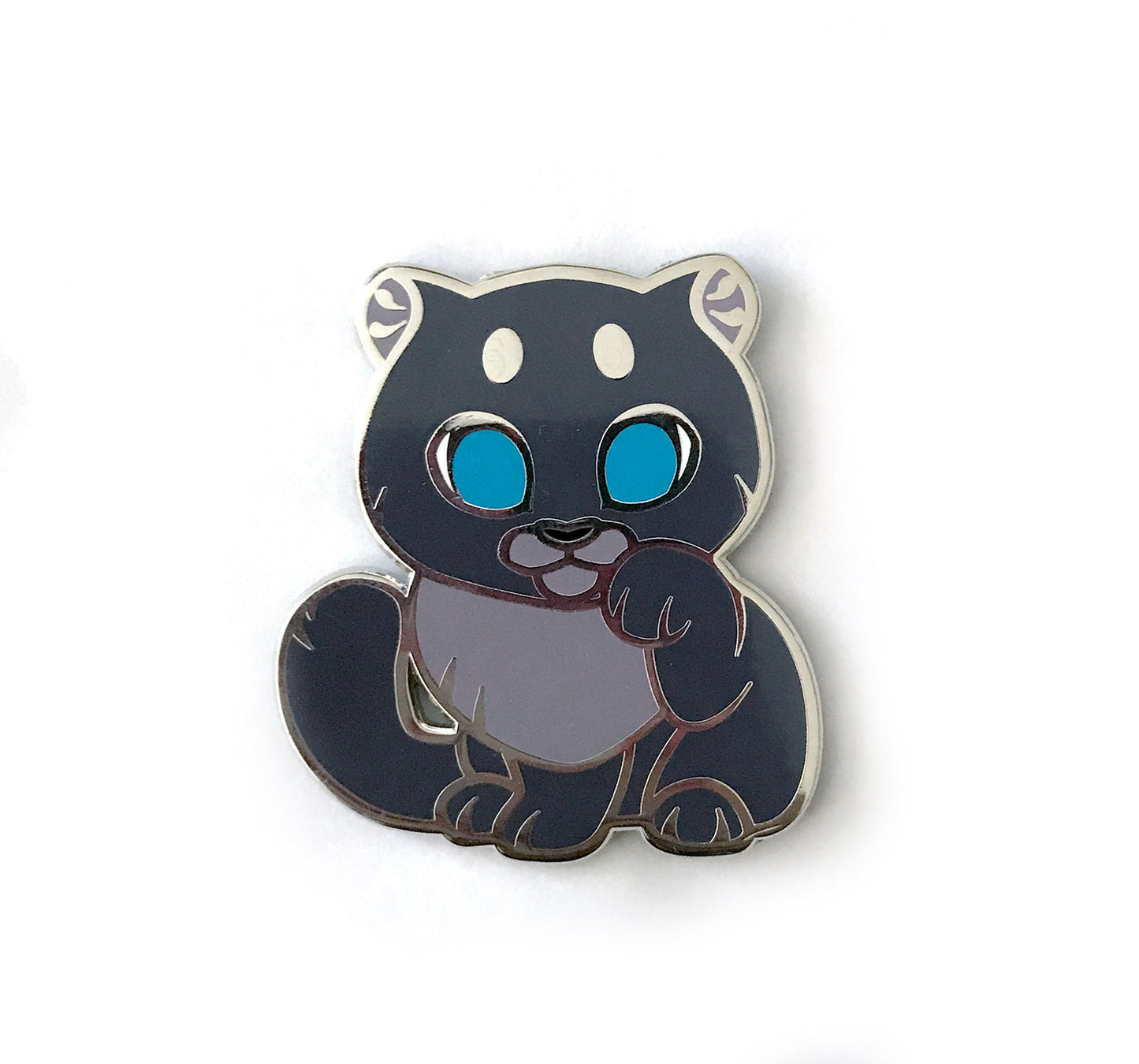 Black Panther Lucky Cat Enamel Pin - Normal