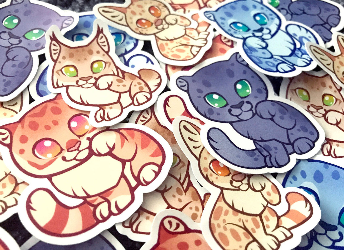 Cute Lucky Wild Cats Sticker Set