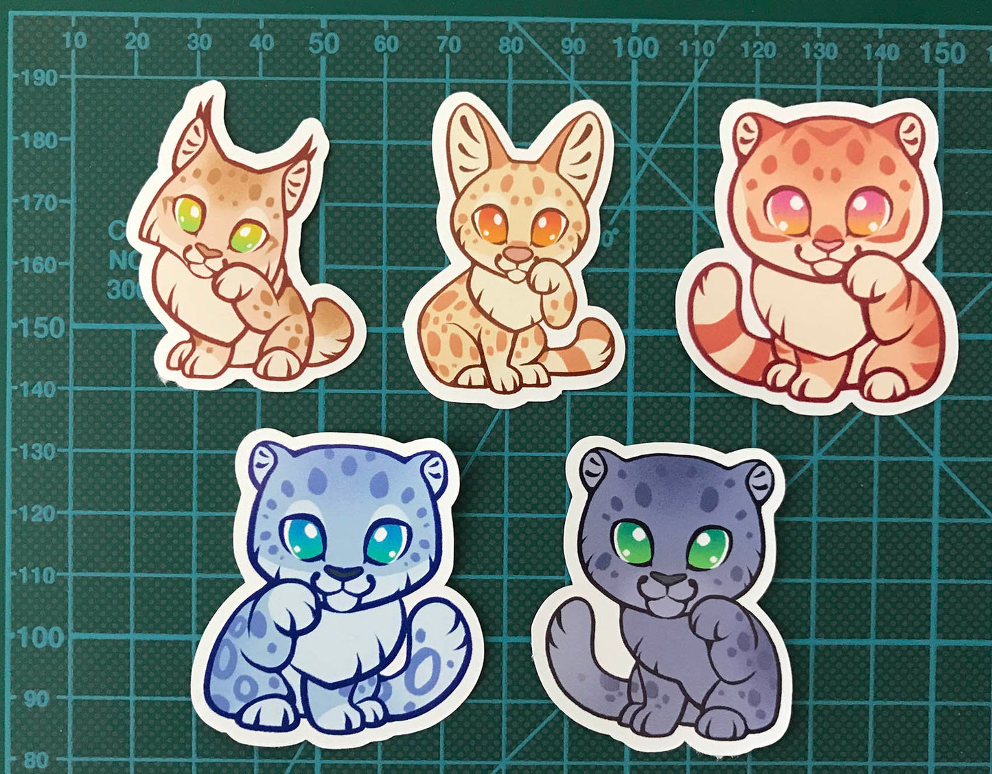 Cute Lucky Wild Cats Sticker Set