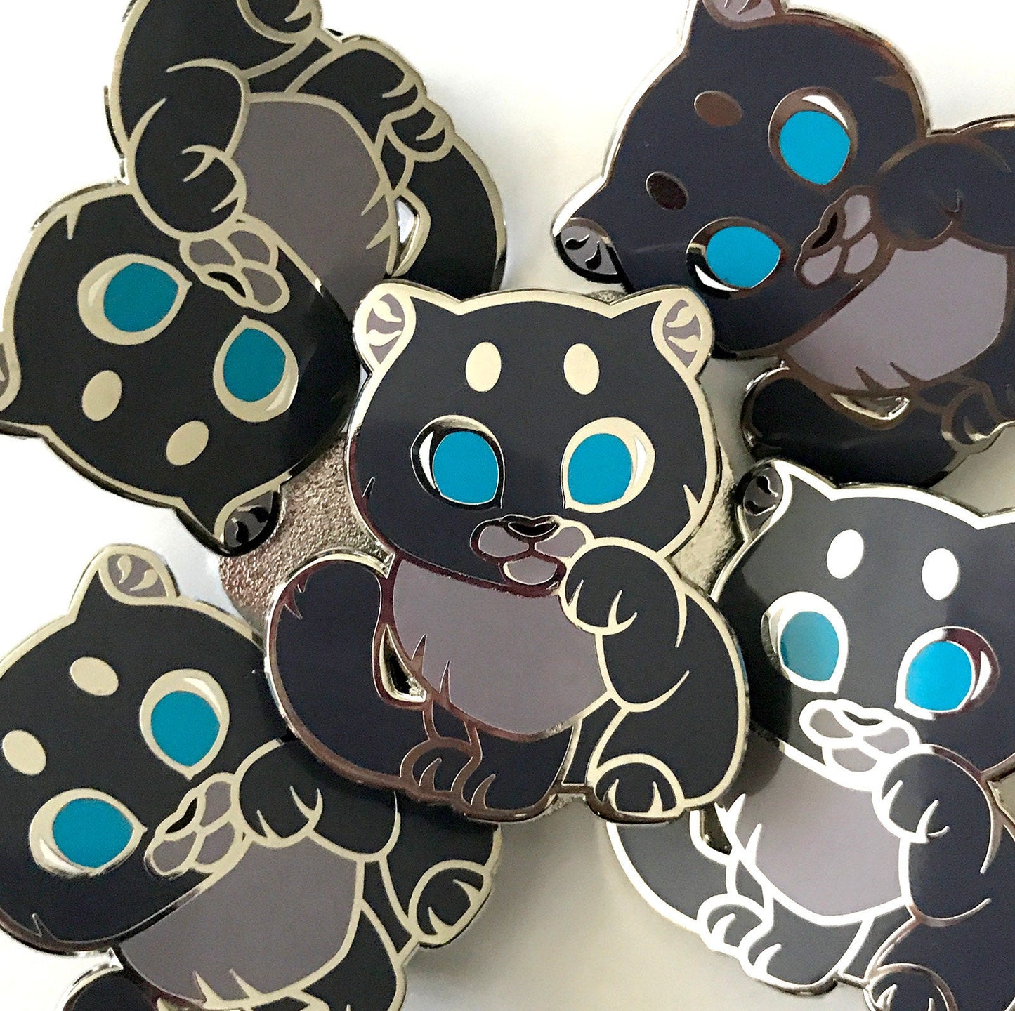 Black Panther Lucky Cat Enamel Pin - Normal