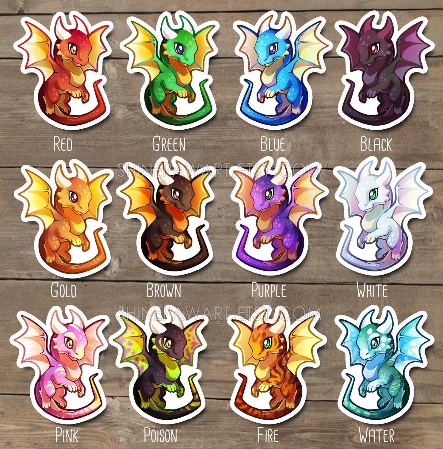 Colorful Western Dragon Sticker Set