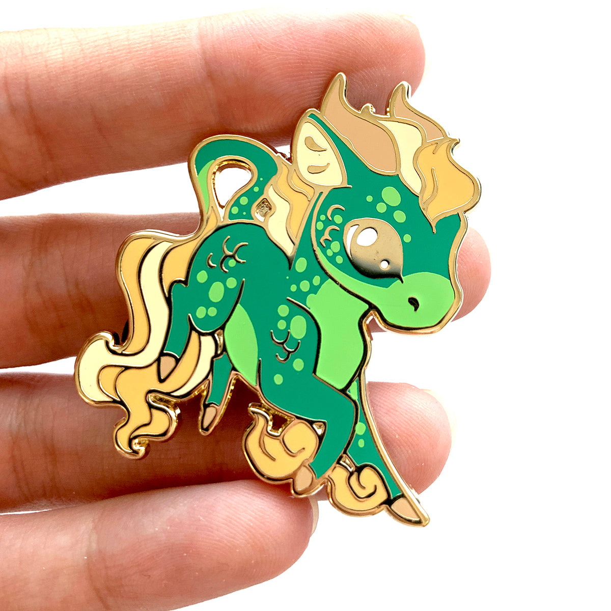 Green Kirin Enamel Pin