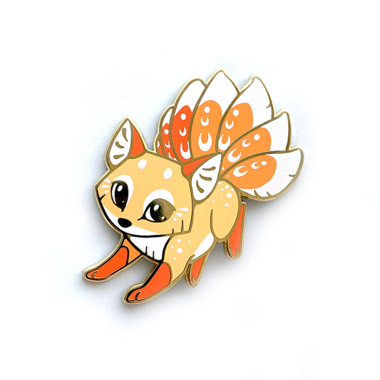 Orange Kitsune Enamel Pin