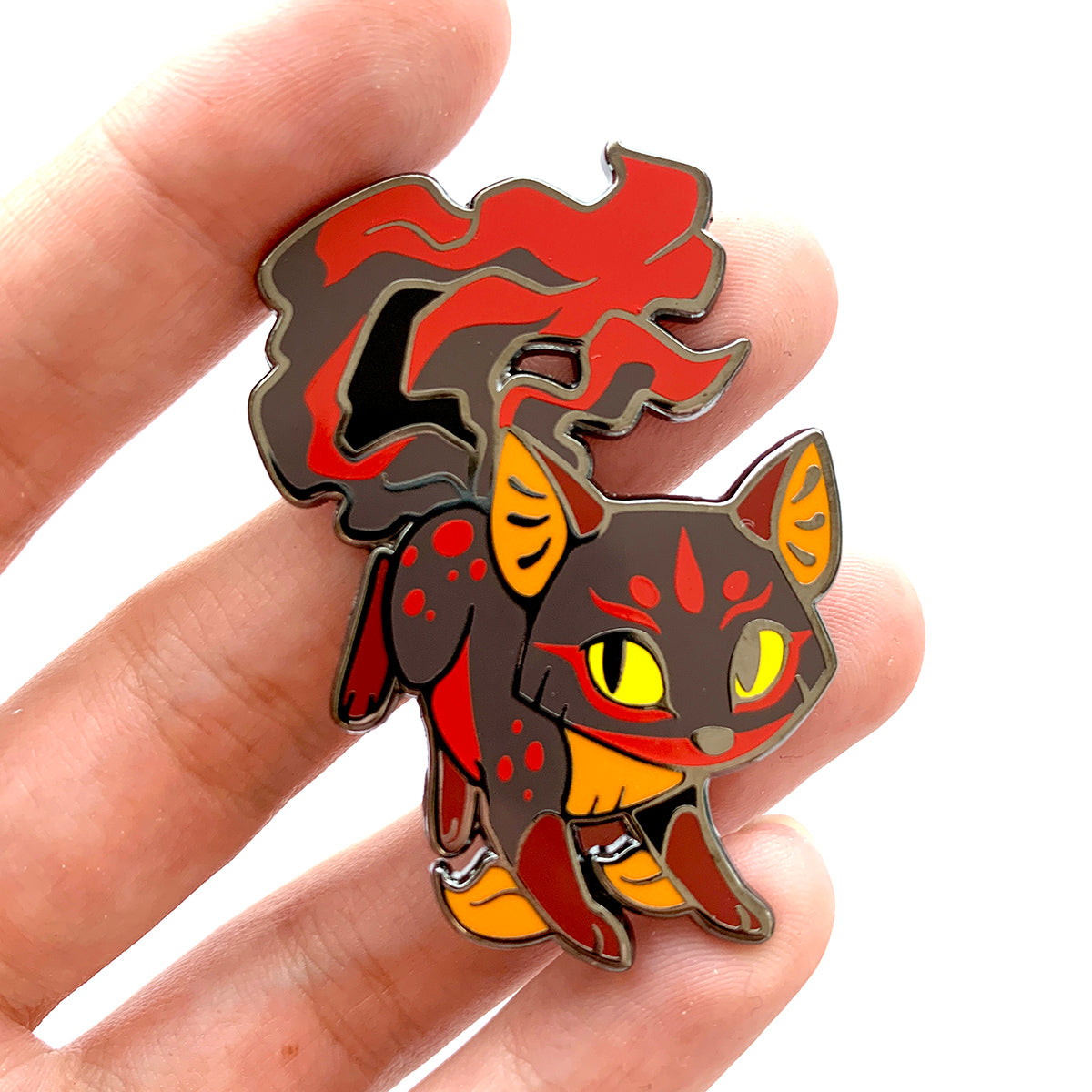 Red Kitsune Enamel Pin