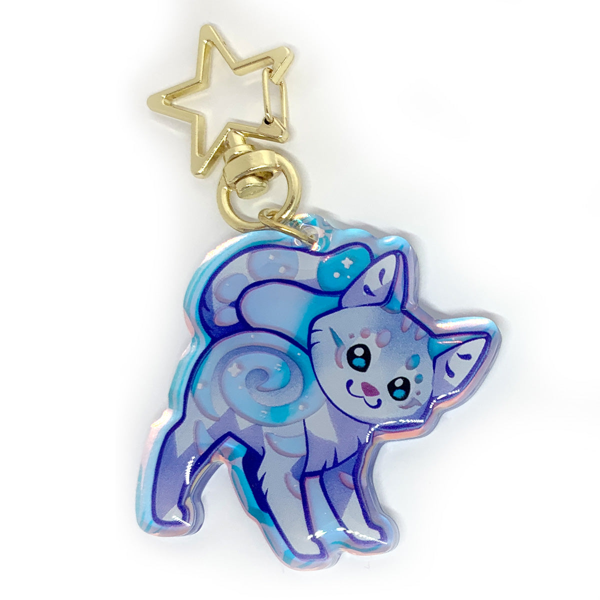 Rainbow Marbled Cat Keyring Charm