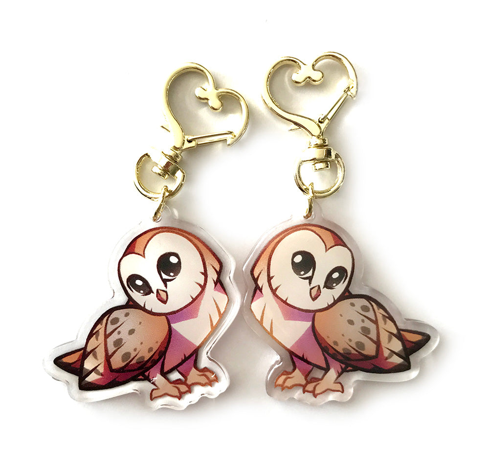 Barn Owl Keychain Charm