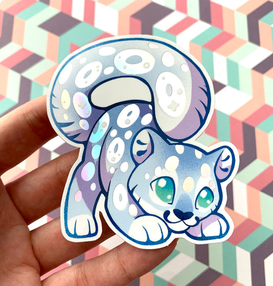 Holographic Snow Leopard Sticker